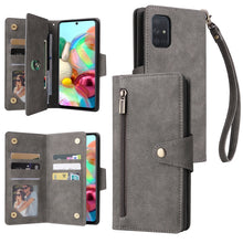 Load image into Gallery viewer, Rivet Buckle 9 Cards Three Fold Leather Phone Case, For Samsung Galaxy A40, For Samsung Galaxy A42 5G, For Samsung Galaxy A51, For Samsung Galaxy A51 5G, For Samsung Galaxy A52 5G, For Samsung Galaxy A70/A70S, For Samsung Galaxy A71                    ...