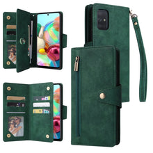 Load image into Gallery viewer, Rivet Buckle 9 Cards Three Fold Leather Phone Case, For Samsung Galaxy A40, For Samsung Galaxy A42 5G, For Samsung Galaxy A51, For Samsung Galaxy A51 5G, For Samsung Galaxy A52 5G, For Samsung Galaxy A70/A70S, For Samsung Galaxy A71                    ...