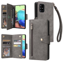 Load image into Gallery viewer, Rivet Buckle 9 Cards Three Fold Leather Phone Case, For Samsung Galaxy A40, For Samsung Galaxy A42 5G, For Samsung Galaxy A51, For Samsung Galaxy A51 5G, For Samsung Galaxy A52 5G, For Samsung Galaxy A70/A70S, For Samsung Galaxy A71                    ...