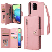Load image into Gallery viewer, Rivet Buckle 9 Cards Three Fold Leather Phone Case, For Samsung Galaxy A40, For Samsung Galaxy A42 5G, For Samsung Galaxy A51, For Samsung Galaxy A51 5G, For Samsung Galaxy A52 5G, For Samsung Galaxy A70/A70S, For Samsung Galaxy A71                    ...