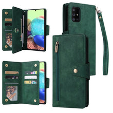 Load image into Gallery viewer, Rivet Buckle 9 Cards Three Fold Leather Phone Case, For Samsung Galaxy A40, For Samsung Galaxy A42 5G, For Samsung Galaxy A51, For Samsung Galaxy A51 5G, For Samsung Galaxy A52 5G, For Samsung Galaxy A70/A70S, For Samsung Galaxy A71                    ...