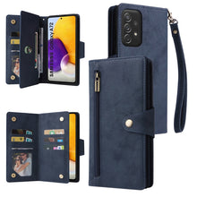 Load image into Gallery viewer, Rivet Buckle 9 Cards Three Fold Leather Phone Case, For Samsung Galaxy A40, For Samsung Galaxy A42 5G, For Samsung Galaxy A51, For Samsung Galaxy A51 5G, For Samsung Galaxy A52 5G, For Samsung Galaxy A70/A70S, For Samsung Galaxy A71                    ...