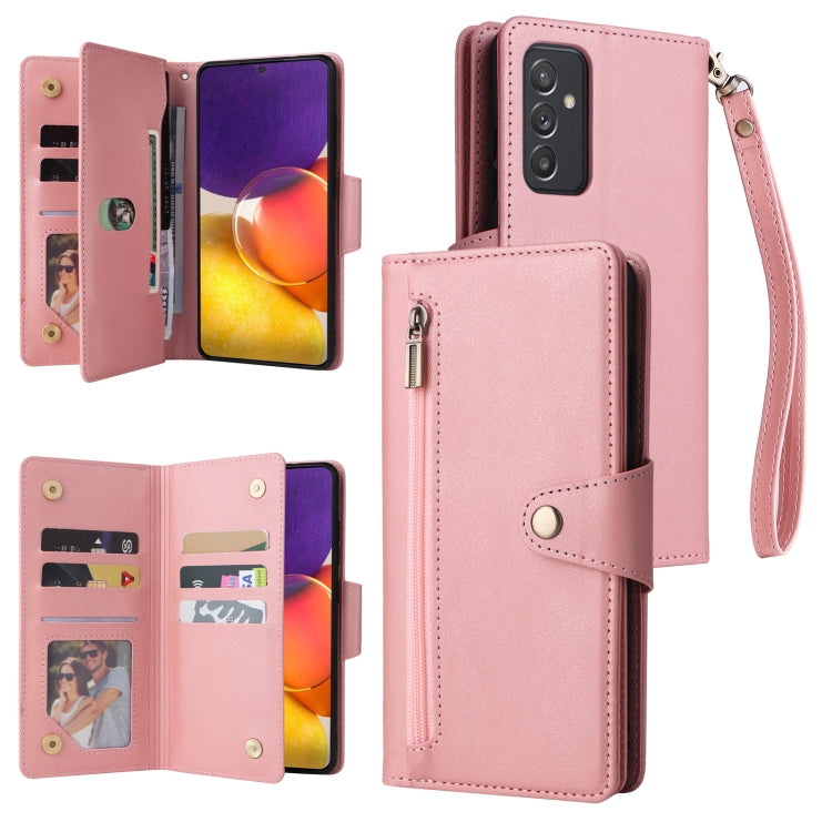 Rivet Buckle 9 Cards Three Fold Leather Phone Case, For Samsung Galaxy A82, For Samsung Galaxy Note9, For Samsung Galaxy Note10