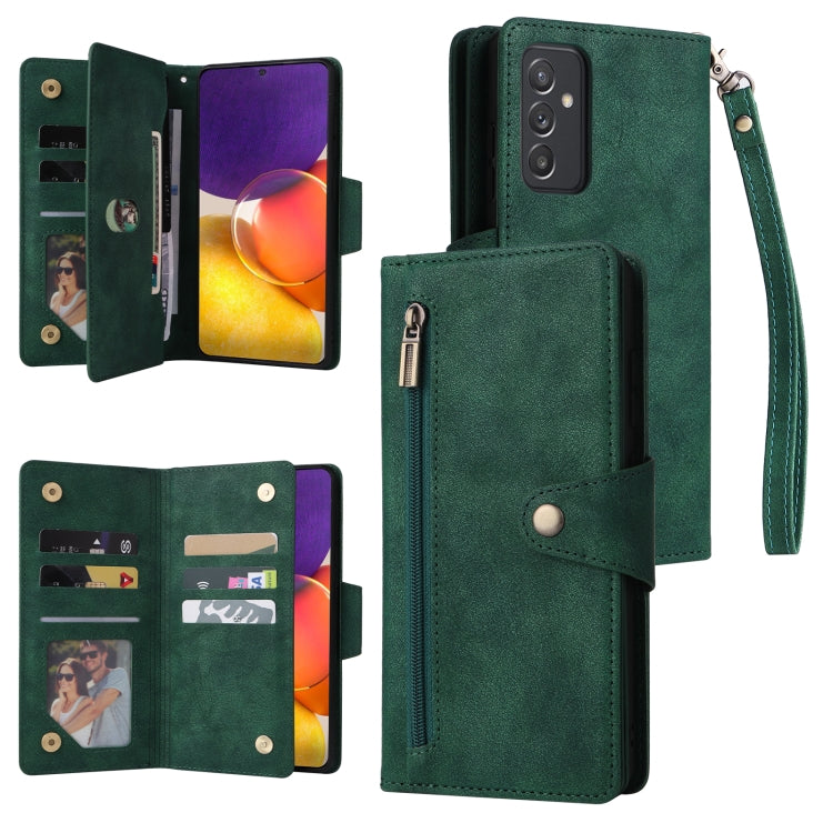 Rivet Buckle 9 Cards Three Fold Leather Phone Case, For Samsung Galaxy A82, For Samsung Galaxy Note9, For Samsung Galaxy Note10