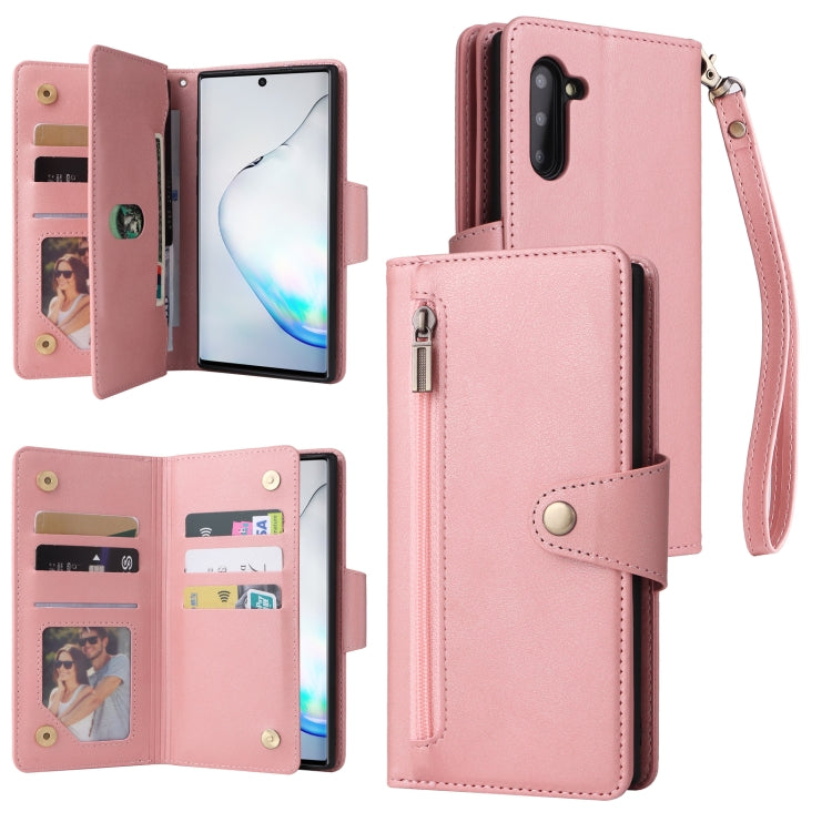 Rivet Buckle 9 Cards Three Fold Leather Phone Case, For Samsung Galaxy A82, For Samsung Galaxy Note9, For Samsung Galaxy Note10