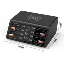 Load image into Gallery viewer, 838w 9 in 1 100W 4 PD 3.0 USB-C / Type-C + 4 QC 3.0 USB Ports Smart Digital Display Wireless Charger,, EU Plug, US Plug, UK Plug, AU Plug