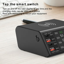 Load image into Gallery viewer, 838w 9 in 1 100W 4 PD 3.0 USB-C / Type-C + 4 QC 3.0 USB Ports Smart Digital Display Wireless Charger,, EU Plug, US Plug, UK Plug, AU Plug