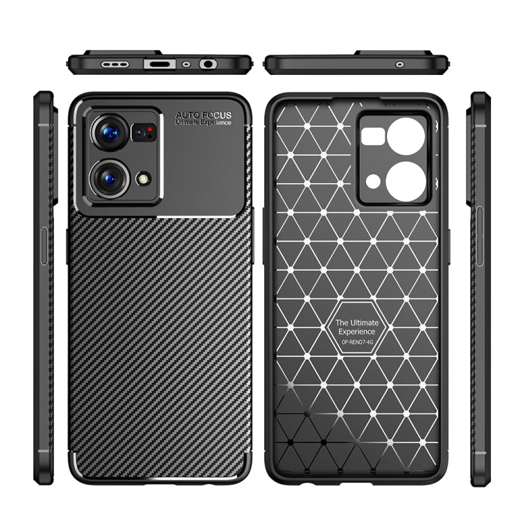 Carbon Fiber Texture Shockproof TPU Phone Case, For OPPO Reno7 4G Global