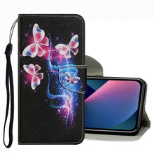 Load image into Gallery viewer, Coloured Drawing Pattern Leather Phone Case, For iPhone 13 mini, For iPhone 13, For iPhone 13 Pro