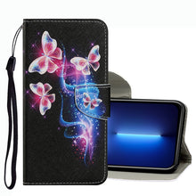 Load image into Gallery viewer, Coloured Drawing Pattern Leather Phone Case, For iPhone 13 Pro Max