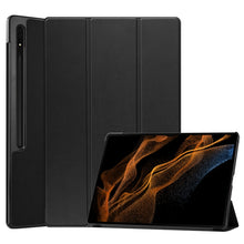 Load image into Gallery viewer, Three-folding Holder Custer Texture Leather Tablet Case, For Samsung Galaxy Tab S8 Ultra