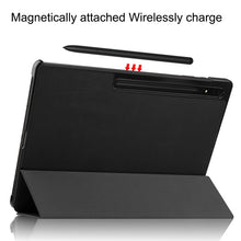 Load image into Gallery viewer, Three-folding Holder Custer Texture Leather Tablet Case, For Samsung Galaxy Tab S8 Ultra