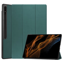 Load image into Gallery viewer, Three-folding Holder Custer Texture Leather Tablet Case, For Samsung Galaxy Tab S8 Ultra