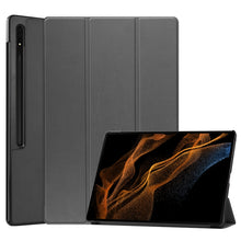 Load image into Gallery viewer, Three-folding Holder Custer Texture Leather Tablet Case, For Samsung Galaxy Tab S8 Ultra