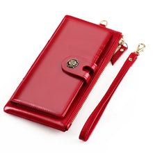 Load image into Gallery viewer, 3506 Oil Wax Vintage Texture RFID Anti-Degaussing Hand Held Wallet for Ladies
