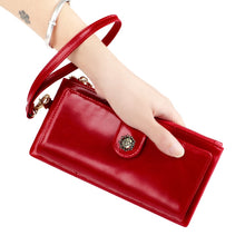 Load image into Gallery viewer, 3506 Oil Wax Vintage Texture RFID Anti-Degaussing Hand Held Wallet for Ladies