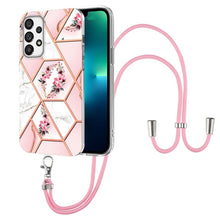 Load image into Gallery viewer, Splicing Marble Flower Pattern TPU Phone Case with Lanyard, For Samsung Galaxy A73 5G, For Samsung Galaxy Note20, For Samsung Galaxy Note20 Ultra, For Samsung Galaxy S22 5G, For Samsung Galaxy S22+ 5G, For Samsung Galaxy S22 Ultra 5G