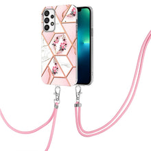 Load image into Gallery viewer, Splicing Marble Flower Pattern TPU Phone Case with Lanyard, For Samsung Galaxy A73 5G, For Samsung Galaxy Note20, For Samsung Galaxy Note20 Ultra, For Samsung Galaxy S22 5G, For Samsung Galaxy S22+ 5G, For Samsung Galaxy S22 Ultra 5G