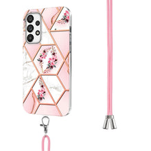 Load image into Gallery viewer, Splicing Marble Flower Pattern TPU Phone Case with Lanyard, For Samsung Galaxy A73 5G, For Samsung Galaxy Note20, For Samsung Galaxy Note20 Ultra, For Samsung Galaxy S22 5G, For Samsung Galaxy S22+ 5G, For Samsung Galaxy S22 Ultra 5G