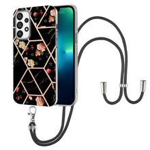 Load image into Gallery viewer, Splicing Marble Flower Pattern TPU Phone Case with Lanyard, For Samsung Galaxy A73 5G, For Samsung Galaxy Note20, For Samsung Galaxy Note20 Ultra, For Samsung Galaxy S22 5G, For Samsung Galaxy S22+ 5G, For Samsung Galaxy S22 Ultra 5G