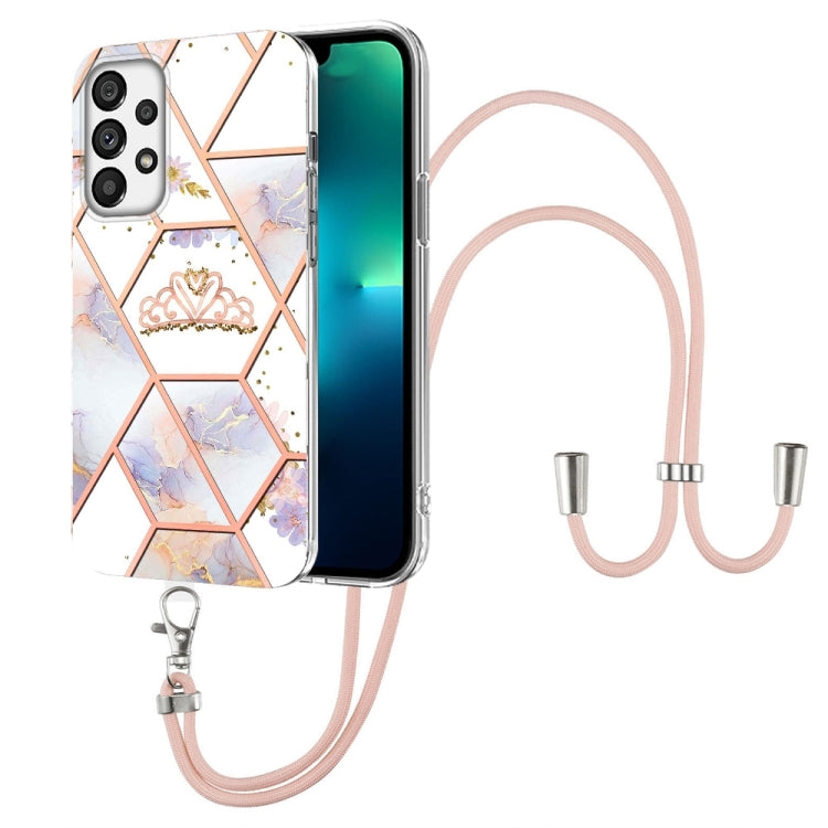 Splicing Marble Flower Pattern TPU Phone Case with Lanyard, For Samsung Galaxy A73 5G, For Samsung Galaxy Note20, For Samsung Galaxy Note20 Ultra, For Samsung Galaxy S22 5G, For Samsung Galaxy S22+ 5G, For Samsung Galaxy S22 Ultra 5G