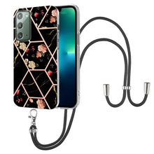 Load image into Gallery viewer, Splicing Marble Flower Pattern TPU Phone Case with Lanyard, For Samsung Galaxy A73 5G, For Samsung Galaxy Note20, For Samsung Galaxy Note20 Ultra, For Samsung Galaxy S22 5G, For Samsung Galaxy S22+ 5G, For Samsung Galaxy S22 Ultra 5G