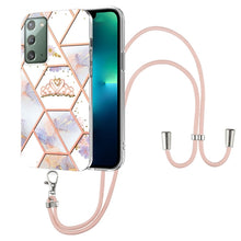 Load image into Gallery viewer, Splicing Marble Flower Pattern TPU Phone Case with Lanyard, For Samsung Galaxy A73 5G, For Samsung Galaxy Note20, For Samsung Galaxy Note20 Ultra, For Samsung Galaxy S22 5G, For Samsung Galaxy S22+ 5G, For Samsung Galaxy S22 Ultra 5G