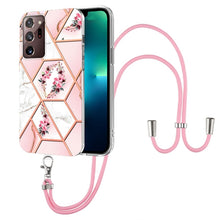 Load image into Gallery viewer, Splicing Marble Flower Pattern TPU Phone Case with Lanyard, For Samsung Galaxy A73 5G, For Samsung Galaxy Note20, For Samsung Galaxy Note20 Ultra, For Samsung Galaxy S22 5G, For Samsung Galaxy S22+ 5G, For Samsung Galaxy S22 Ultra 5G