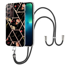 Load image into Gallery viewer, Splicing Marble Flower Pattern TPU Phone Case with Lanyard, For Samsung Galaxy A73 5G, For Samsung Galaxy Note20, For Samsung Galaxy Note20 Ultra, For Samsung Galaxy S22 5G, For Samsung Galaxy S22+ 5G, For Samsung Galaxy S22 Ultra 5G