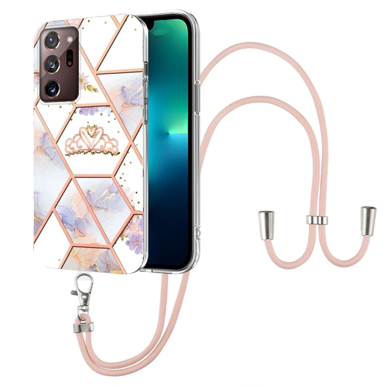 Splicing Marble Flower Pattern TPU Phone Case with Lanyard, For Samsung Galaxy A73 5G, For Samsung Galaxy Note20, For Samsung Galaxy Note20 Ultra, For Samsung Galaxy S22 5G, For Samsung Galaxy S22+ 5G, For Samsung Galaxy S22 Ultra 5G