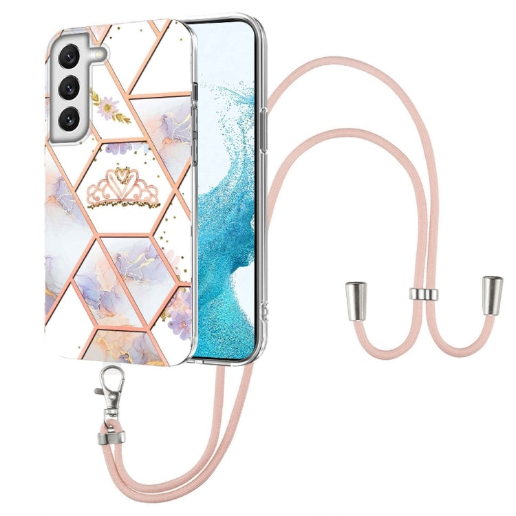 Splicing Marble Flower Pattern TPU Phone Case with Lanyard, For Samsung Galaxy A73 5G, For Samsung Galaxy Note20, For Samsung Galaxy Note20 Ultra, For Samsung Galaxy S22 5G, For Samsung Galaxy S22+ 5G, For Samsung Galaxy S22 Ultra 5G