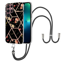 Load image into Gallery viewer, Splicing Marble Flower Pattern TPU Phone Case with Lanyard, For Samsung Galaxy A73 5G, For Samsung Galaxy Note20, For Samsung Galaxy Note20 Ultra, For Samsung Galaxy S22 5G, For Samsung Galaxy S22+ 5G, For Samsung Galaxy S22 Ultra 5G