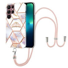Load image into Gallery viewer, Splicing Marble Flower Pattern TPU Phone Case with Lanyard, For Samsung Galaxy A73 5G, For Samsung Galaxy Note20, For Samsung Galaxy Note20 Ultra, For Samsung Galaxy S22 5G, For Samsung Galaxy S22+ 5G, For Samsung Galaxy S22 Ultra 5G