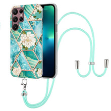 Load image into Gallery viewer, Splicing Marble Flower Pattern TPU Phone Case with Lanyard, For Samsung Galaxy A73 5G, For Samsung Galaxy Note20, For Samsung Galaxy Note20 Ultra, For Samsung Galaxy S22 5G, For Samsung Galaxy S22+ 5G, For Samsung Galaxy S22 Ultra 5G