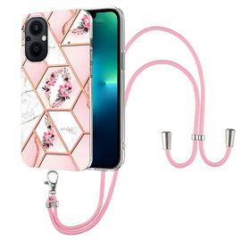 Splicing Marble Flower Pattern TPU Phone Case with Lanyard, For OnePlus Nord N20 5G, For Xiaomi Redmi Note 9 / 10X 4G, For Xiaomi Redmi Note 11 5G Chinese, For Xiaomi Redmi Note 11 Pro 5G / 4G Foreign, For Xiaomi Redmi Note 11 Pro / Note 11 Pro+       ...