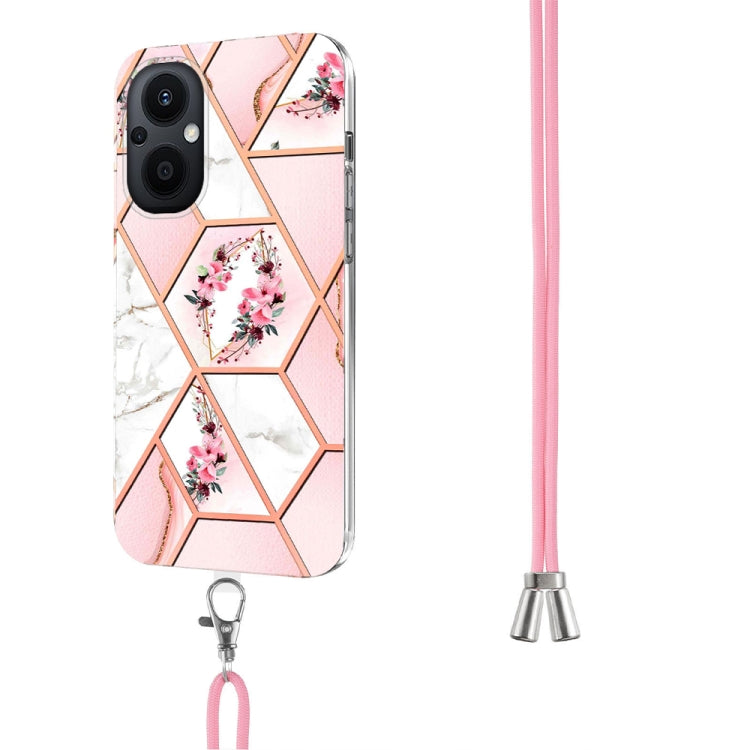 Splicing Marble Flower Pattern TPU Phone Case with Lanyard, For OnePlus Nord N20 5G, For Xiaomi Redmi Note 9 / 10X 4G, For Xiaomi Redmi Note 11 5G Chinese, For Xiaomi Redmi Note 11 Pro 5G / 4G Foreign, For Xiaomi Redmi Note 11 Pro / Note 11 Pro+       ...
