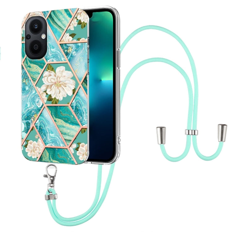 Splicing Marble Flower Pattern TPU Phone Case with Lanyard, For OnePlus Nord N20 5G, For Xiaomi Redmi Note 9 / 10X 4G, For Xiaomi Redmi Note 11 5G Chinese, For Xiaomi Redmi Note 11 Pro 5G / 4G Foreign, For Xiaomi Redmi Note 11 Pro / Note 11 Pro+       ...