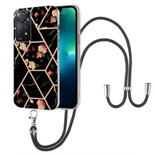 Load image into Gallery viewer, Splicing Marble Flower Pattern TPU Phone Case with Lanyard, For OnePlus Nord N20 5G, For Xiaomi Redmi Note 9 / 10X 4G, For Xiaomi Redmi Note 11 5G Chinese, For Xiaomi Redmi Note 11 Pro 5G / 4G Foreign, For Xiaomi Redmi Note 11 Pro / Note 11 Pro+       ...
