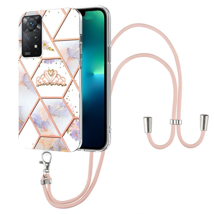 Splicing Marble Flower Pattern TPU Phone Case with Lanyard, For OnePlus Nord N20 5G, For Xiaomi Redmi Note 9 / 10X 4G, For Xiaomi Redmi Note 11 5G Chinese, For Xiaomi Redmi Note 11 Pro 5G / 4G Foreign, For Xiaomi Redmi Note 11 Pro / Note 11 Pro+       ...