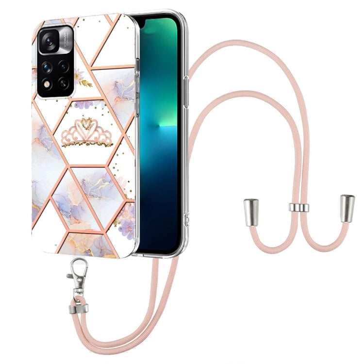 Splicing Marble Flower Pattern TPU Phone Case with Lanyard, For OnePlus Nord N20 5G, For Xiaomi Redmi Note 9 / 10X 4G, For Xiaomi Redmi Note 11 5G Chinese, For Xiaomi Redmi Note 11 Pro 5G / 4G Foreign, For Xiaomi Redmi Note 11 Pro / Note 11 Pro+       ...