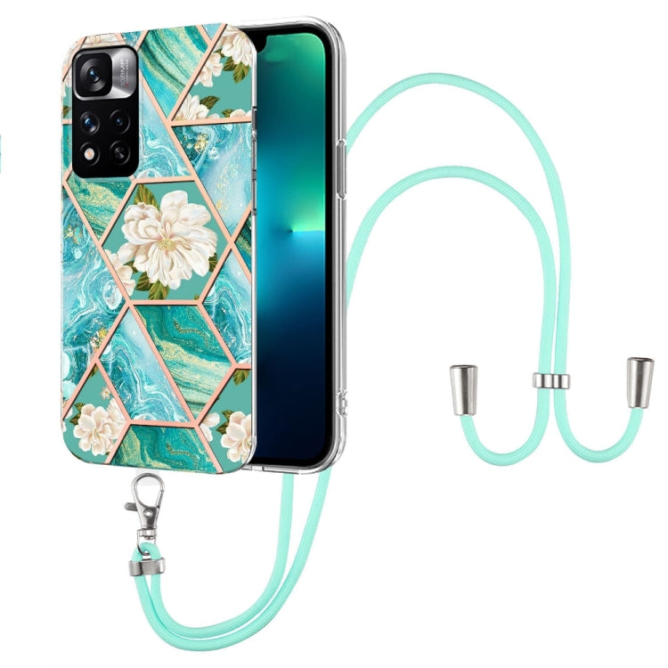 Splicing Marble Flower Pattern TPU Phone Case with Lanyard, For OnePlus Nord N20 5G, For Xiaomi Redmi Note 9 / 10X 4G, For Xiaomi Redmi Note 11 5G Chinese, For Xiaomi Redmi Note 11 Pro 5G / 4G Foreign, For Xiaomi Redmi Note 11 Pro / Note 11 Pro+       ...
