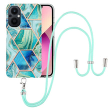 Load image into Gallery viewer, Electroplating Splicing Marble TPU Phone Case with Lanyard, For OnePlus Nord N20 5G, For Xiaomi Redmi Note 9 / 10X 4G, For Xiaomi Redmi Note 11 5G Chinese, For Xiaomi Redmi Note 11 Pro 5G / 4G Foreign, For Xiaomi Redmi Note 11 Pro / Note 11 Pro+       ...