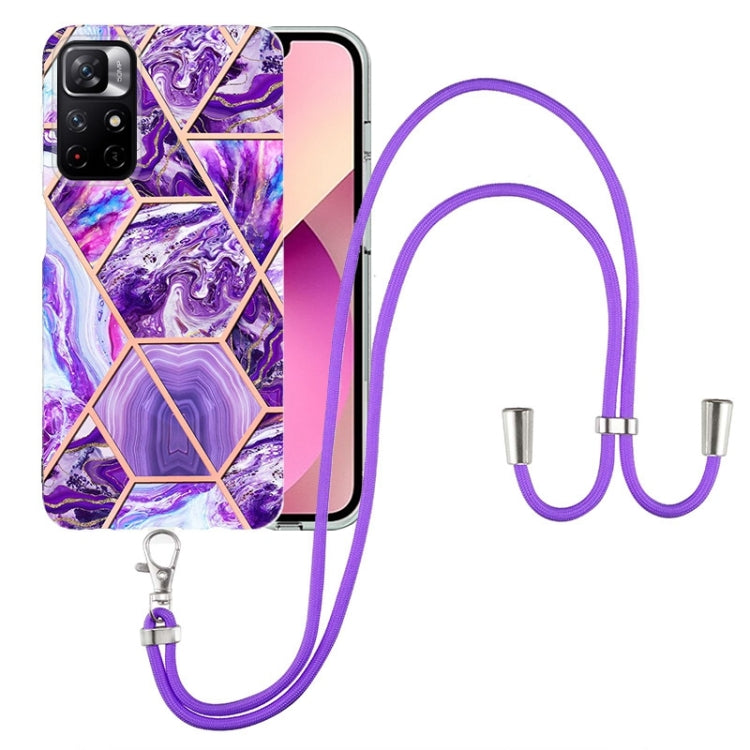 Electroplating Splicing Marble TPU Phone Case with Lanyard, For OnePlus Nord N20 5G, For Xiaomi Redmi Note 9 / 10X 4G, For Xiaomi Redmi Note 11 5G Chinese, For Xiaomi Redmi Note 11 Pro 5G / 4G Foreign, For Xiaomi Redmi Note 11 Pro / Note 11 Pro+       ...