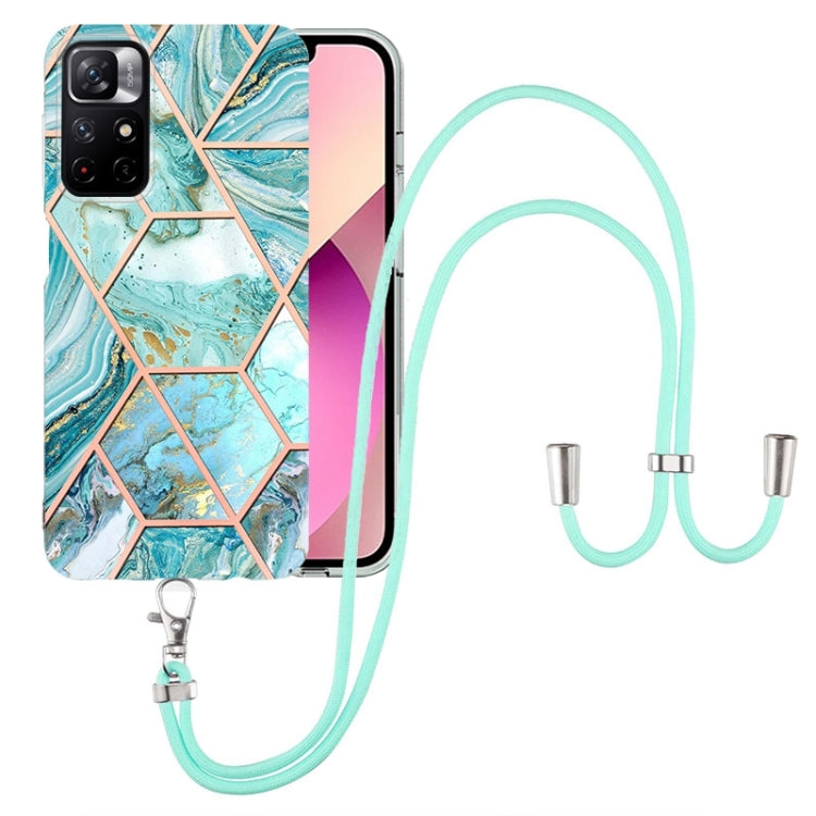 Electroplating Splicing Marble TPU Phone Case with Lanyard, For OnePlus Nord N20 5G, For Xiaomi Redmi Note 9 / 10X 4G, For Xiaomi Redmi Note 11 5G Chinese, For Xiaomi Redmi Note 11 Pro 5G / 4G Foreign, For Xiaomi Redmi Note 11 Pro / Note 11 Pro+       ...