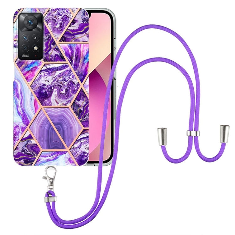 Electroplating Splicing Marble TPU Phone Case with Lanyard, For OnePlus Nord N20 5G, For Xiaomi Redmi Note 9 / 10X 4G, For Xiaomi Redmi Note 11 5G Chinese, For Xiaomi Redmi Note 11 Pro 5G / 4G Foreign, For Xiaomi Redmi Note 11 Pro / Note 11 Pro+       ...
