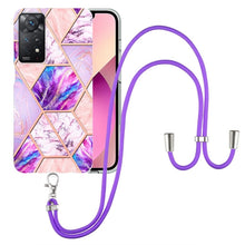 Load image into Gallery viewer, Electroplating Splicing Marble TPU Phone Case with Lanyard, For OnePlus Nord N20 5G, For Xiaomi Redmi Note 9 / 10X 4G, For Xiaomi Redmi Note 11 5G Chinese, For Xiaomi Redmi Note 11 Pro 5G / 4G Foreign, For Xiaomi Redmi Note 11 Pro / Note 11 Pro+       ...