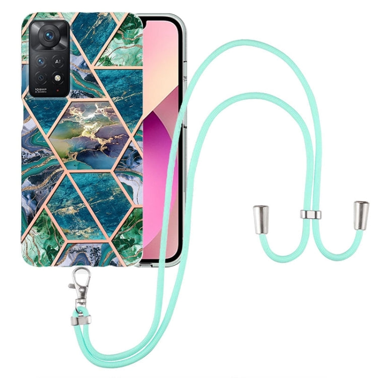 Electroplating Splicing Marble TPU Phone Case with Lanyard, For OnePlus Nord N20 5G, For Xiaomi Redmi Note 9 / 10X 4G, For Xiaomi Redmi Note 11 5G Chinese, For Xiaomi Redmi Note 11 Pro 5G / 4G Foreign, For Xiaomi Redmi Note 11 Pro / Note 11 Pro+       ...