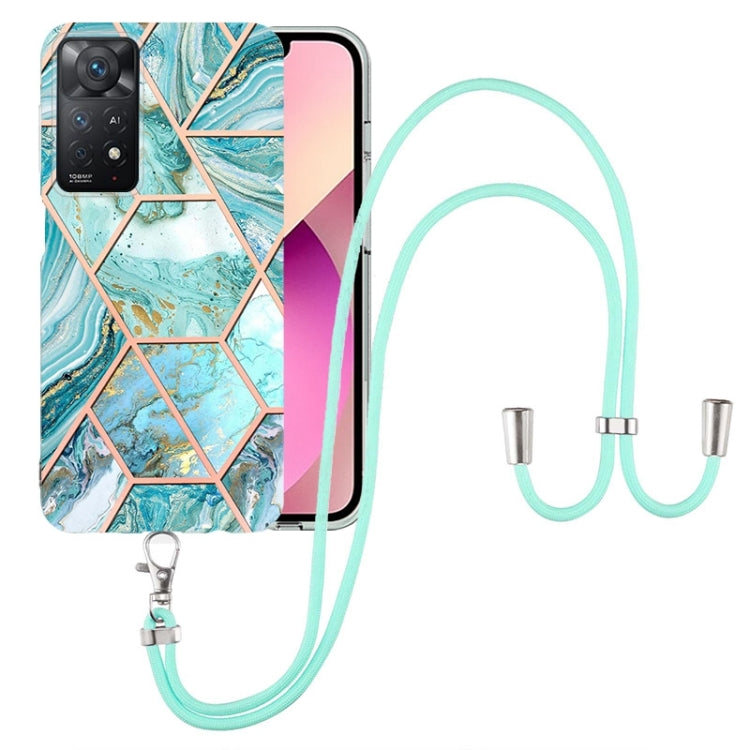 Electroplating Splicing Marble TPU Phone Case with Lanyard, For OnePlus Nord N20 5G, For Xiaomi Redmi Note 9 / 10X 4G, For Xiaomi Redmi Note 11 5G Chinese, For Xiaomi Redmi Note 11 Pro 5G / 4G Foreign, For Xiaomi Redmi Note 11 Pro / Note 11 Pro+       ...