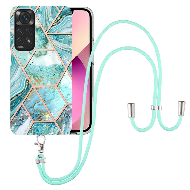 Electroplating Splicing Marble TPU Phone Case with Lanyard, For OnePlus Nord N20 5G, For Xiaomi Redmi Note 9 / 10X 4G, For Xiaomi Redmi Note 11 5G Chinese, For Xiaomi Redmi Note 11 Pro 5G / 4G Foreign, For Xiaomi Redmi Note 11 Pro / Note 11 Pro+       ...