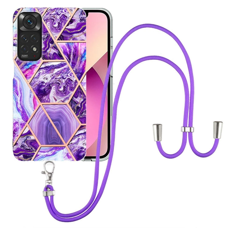 Electroplating Splicing Marble TPU Phone Case with Lanyard, For OnePlus Nord N20 5G, For Xiaomi Redmi Note 9 / 10X 4G, For Xiaomi Redmi Note 11 5G Chinese, For Xiaomi Redmi Note 11 Pro 5G / 4G Foreign, For Xiaomi Redmi Note 11 Pro / Note 11 Pro+       ...